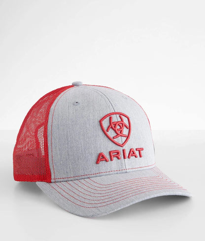 ARIAT HEATHER GREY RED LOGO