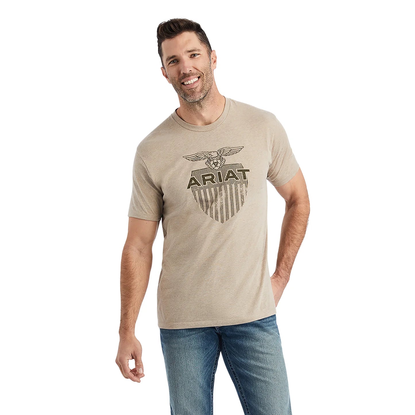 Ariat Men's Diamond Shield Oatmeal Heather Graphic T-Shirt