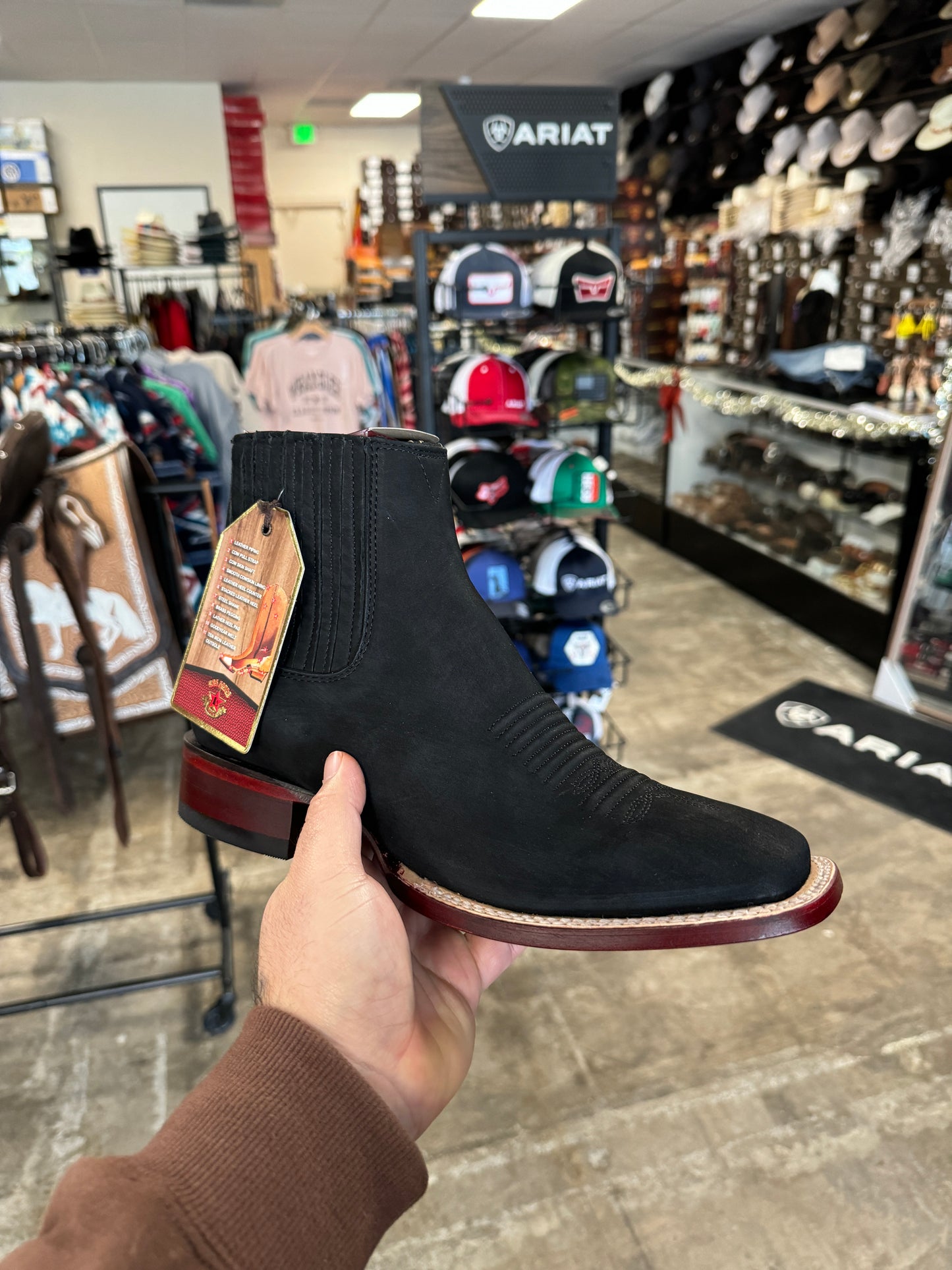 Men's Botin Los Altos Boots Nobuck Black Wide Square Toe