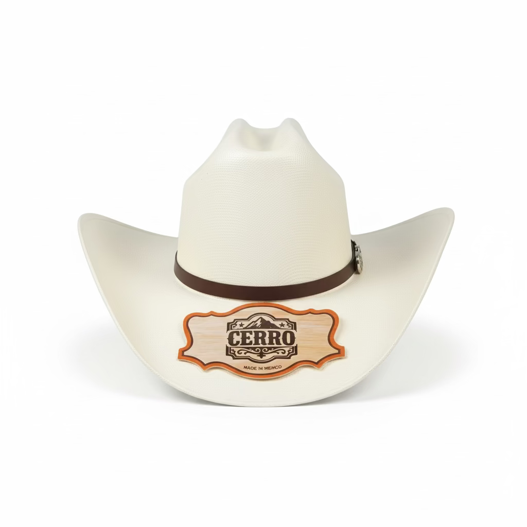 Cerro 1000X San Judas Brown Hat Band Hat front view in beige with decorative hatband