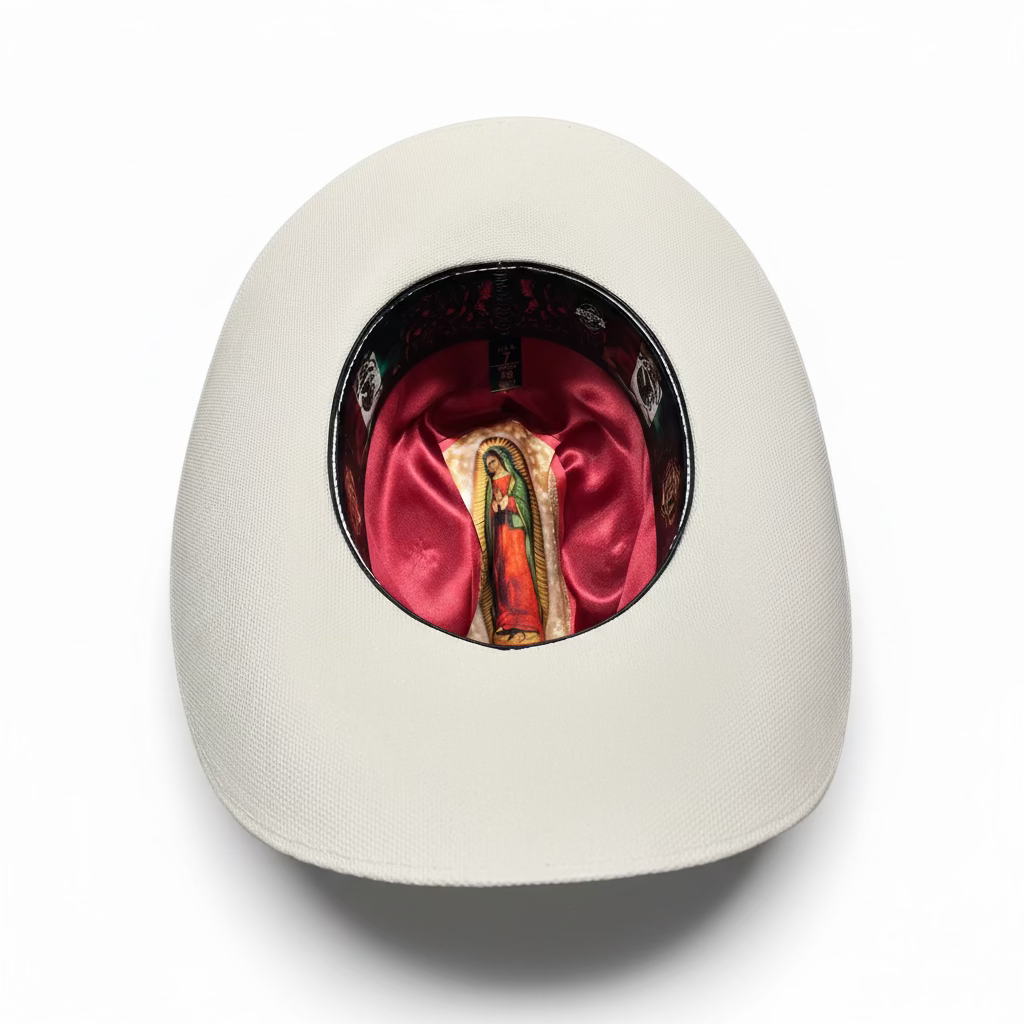 1000X Virgen Maria White Hat Band Hat