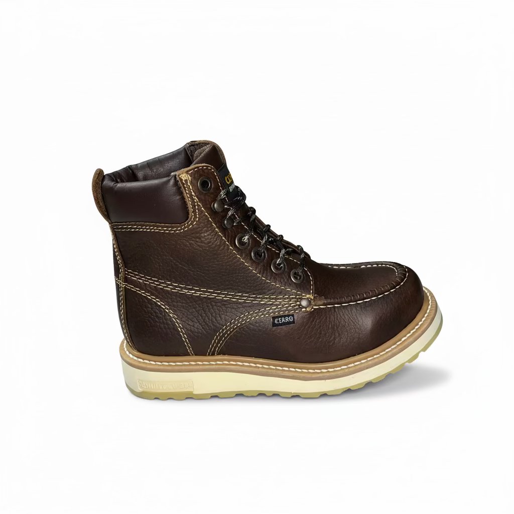 Cerro Total Terreno Work Boot side view in brown leather with light outsole