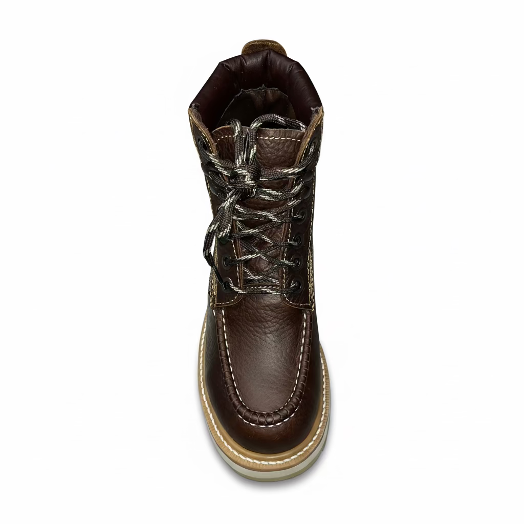 Top view of Cerro Total Terreno Work Boot showing interior opening and laces