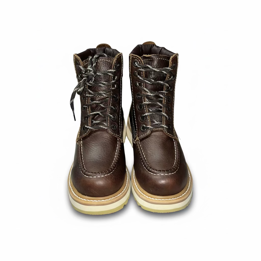 Front view of a pair of Cerro Total Terreno Work Boots in brown