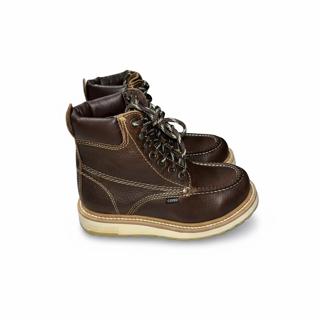 Side view of a pair of Cerro Total Terreno Work Boots in brown