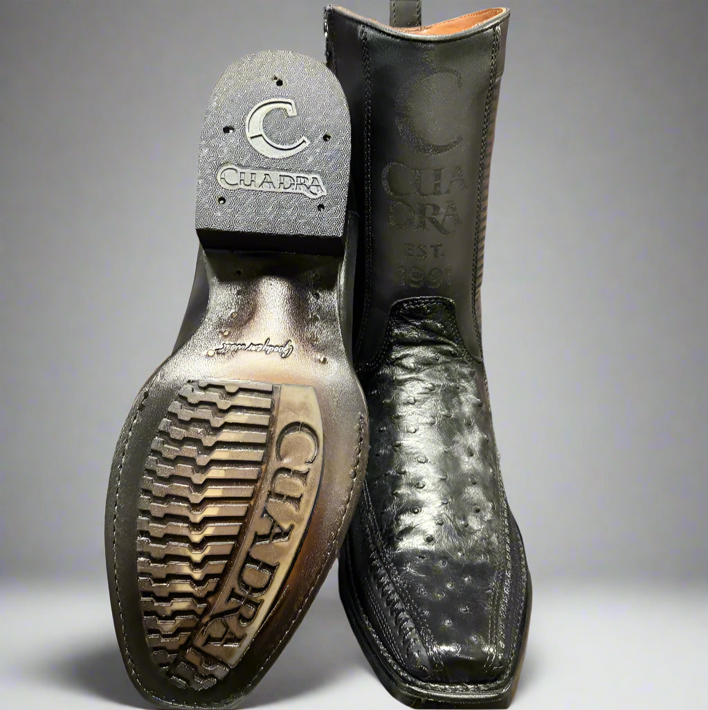 Ostrich Laser & Woven Narrow Square Toe Boot