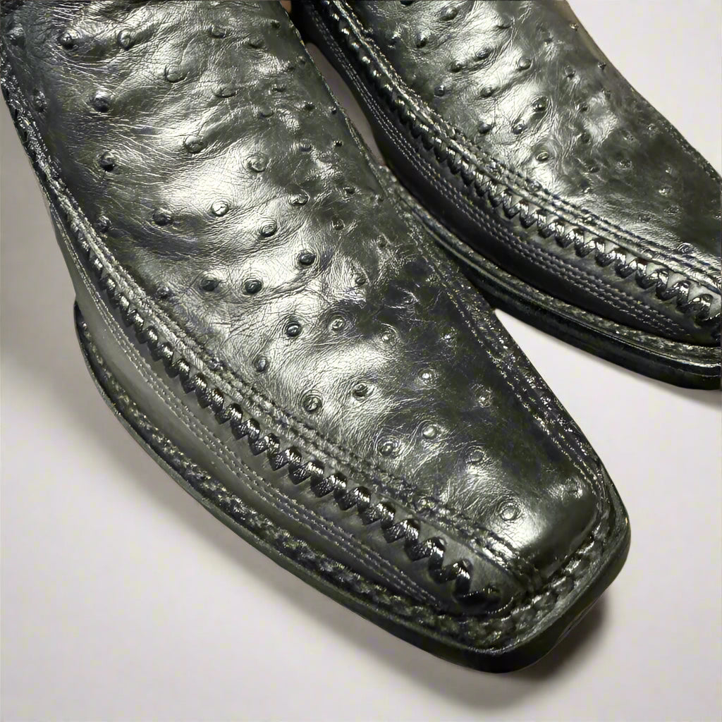 Ostrich Laser & Woven Narrow Square Toe Boot