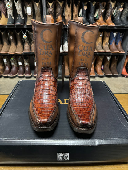 Cuadra CU698 MN Brown Caiman Laser & Woven Narrow Square Toe