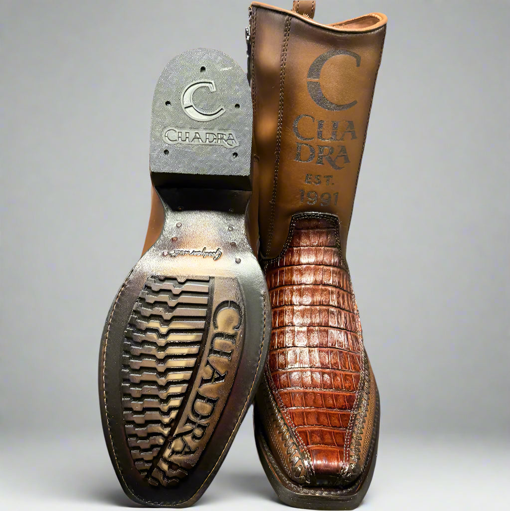 Caiman Laser & Woven Narrow Square Toe Boot