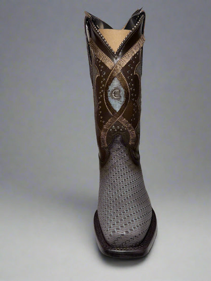 Oxford & Brown Laser & Embroidery & Studs Square Toe