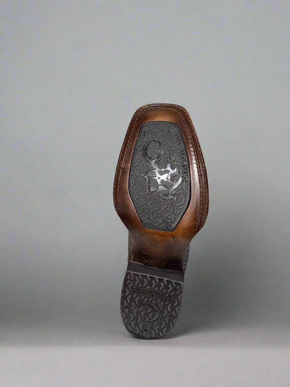 Oxford & Brown Laser & Embroidery & Studs Square Toe