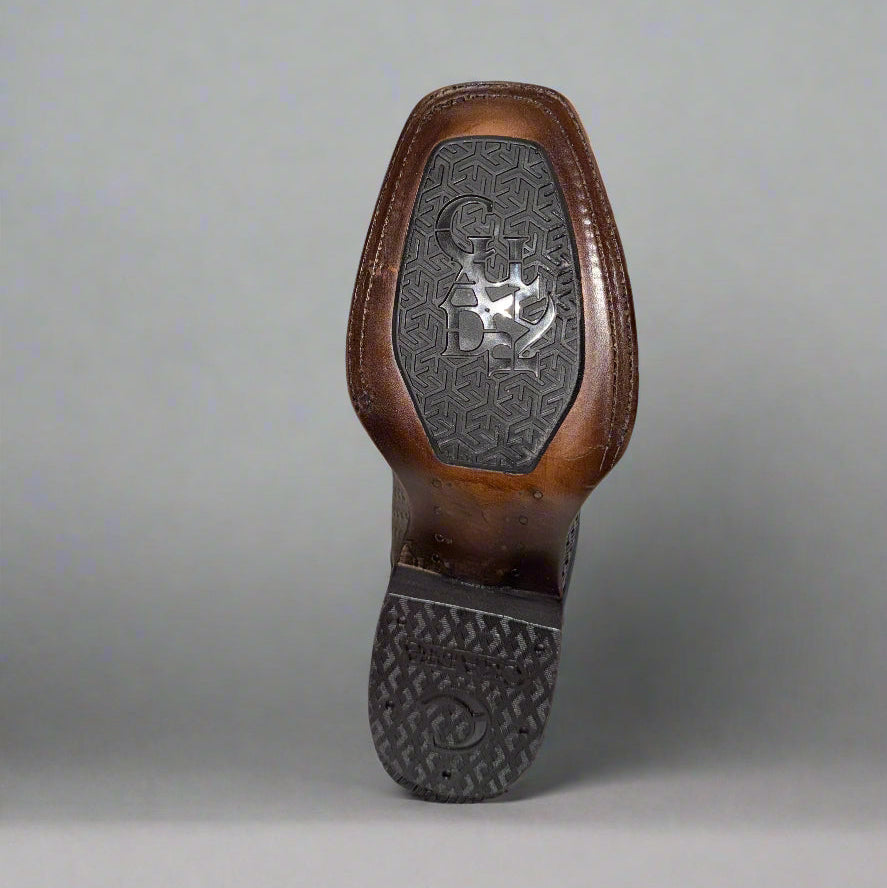 Oxford & Brown Laser & Embroidery & Studs Square Toe Boot