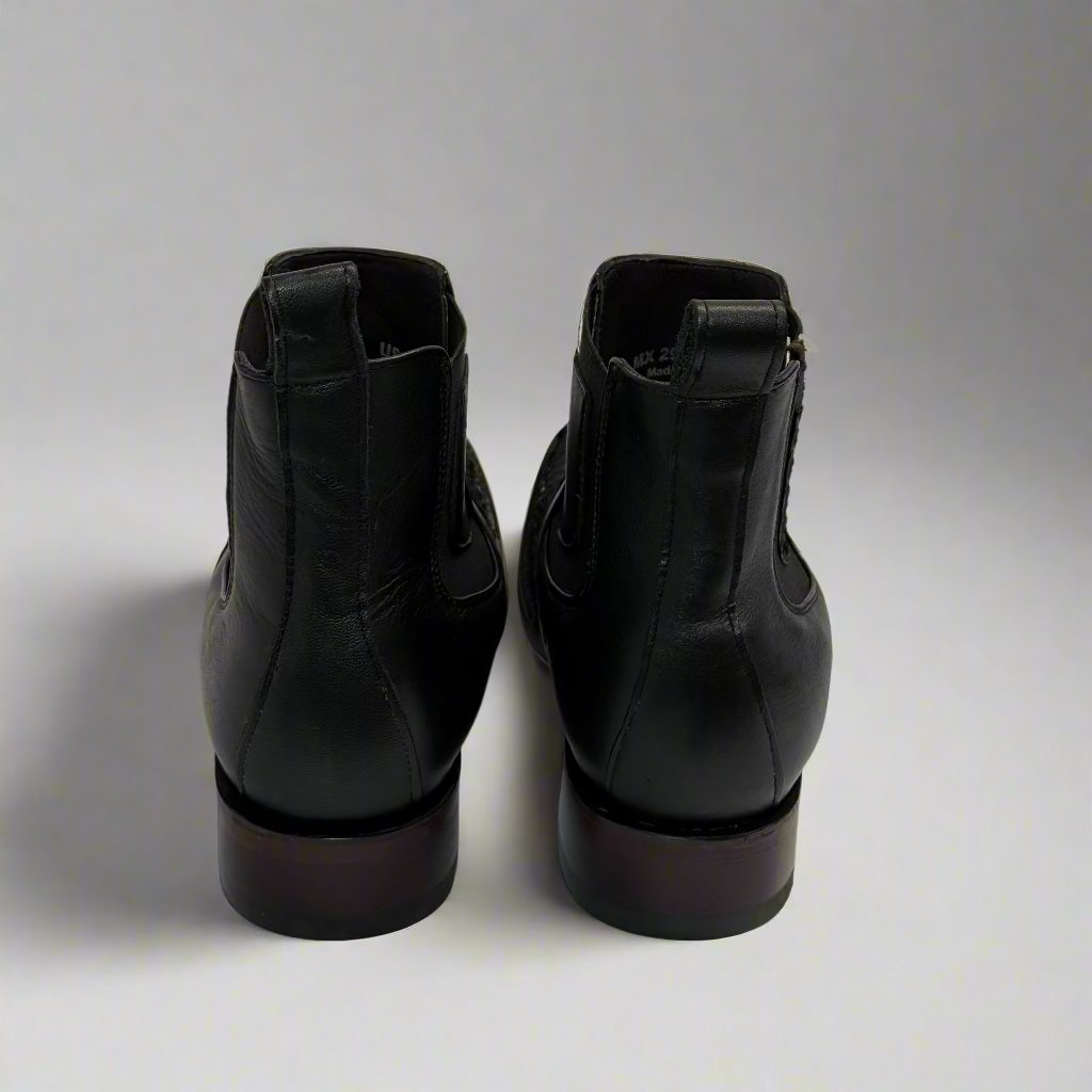 Bota de piel de pitón auténtica con punta cuadrada ancha