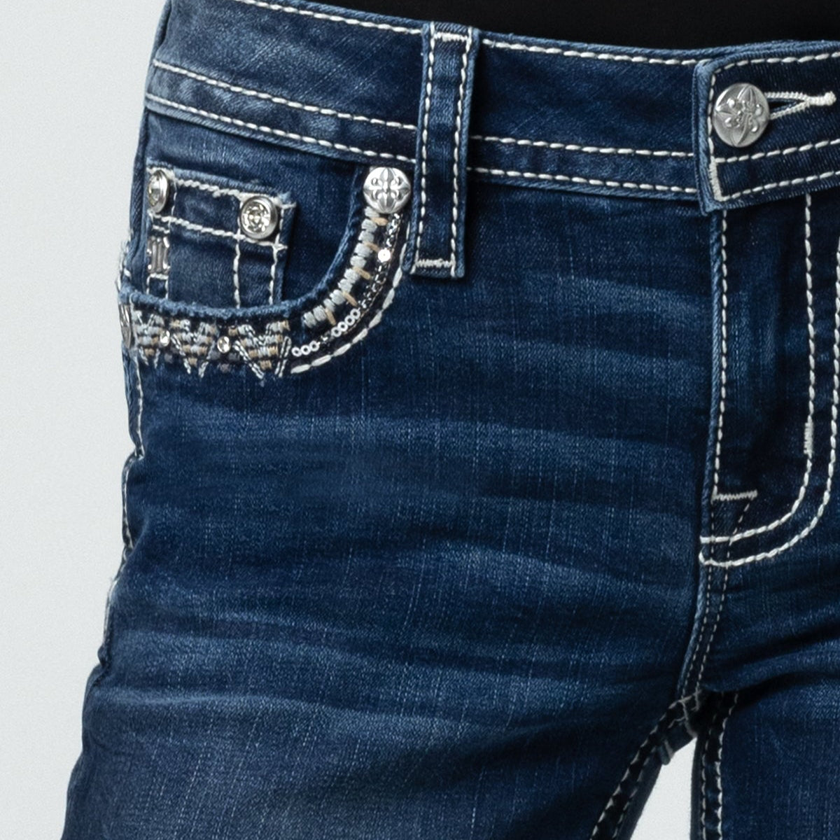 Vaqueros bootcut con costuras de grafito