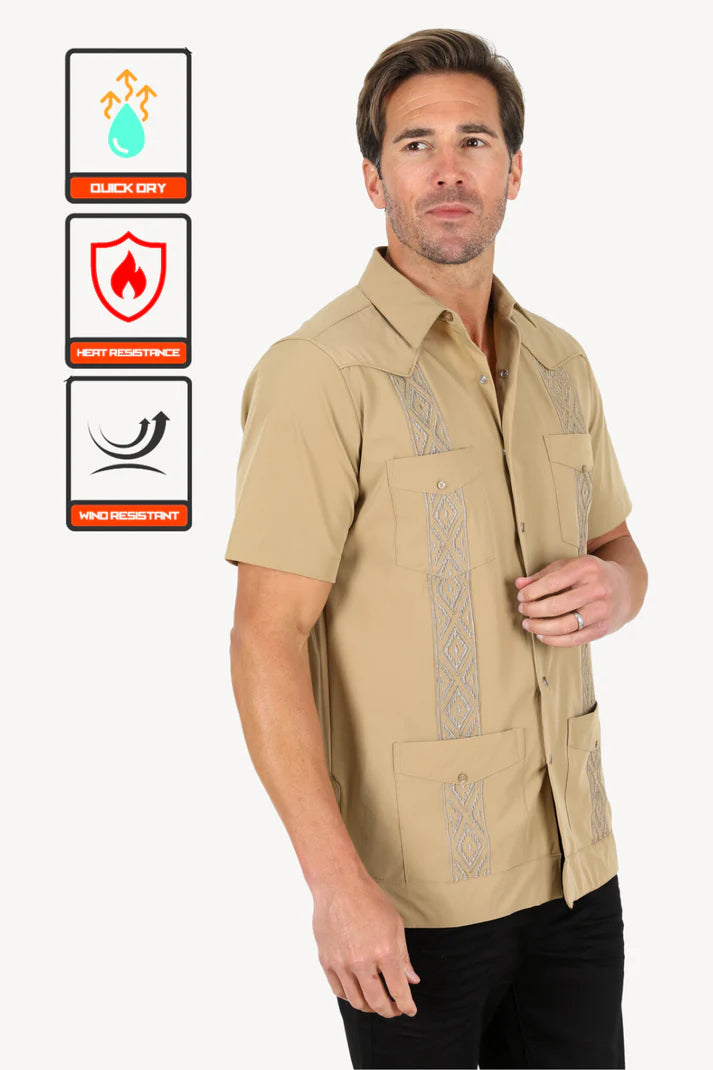 Camisa Guayabera Moderna Color Caqui