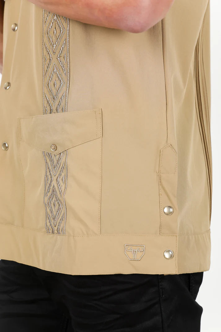 Camisa Guayabera Moderna Color Caqui