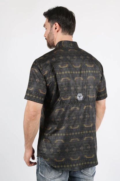 Men's Performance Classic Fit Western Short Sleeve Aztec Print Shirt