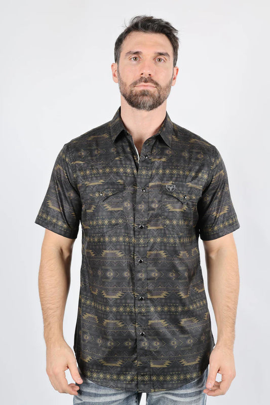 Men's Performance Classic Fit Western Short Sleeve Aztec Print Shirt