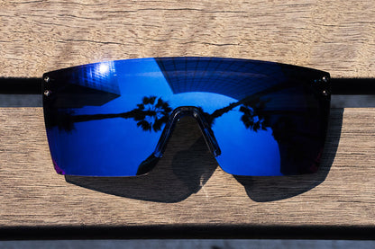 LAZER FACE SUNGLASSES: NEON BLUE Z87