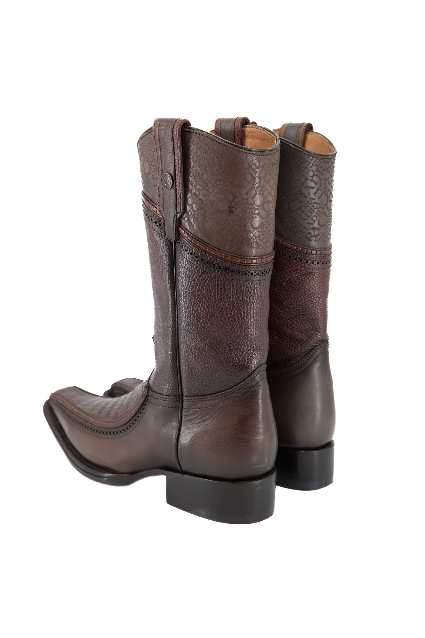 Bota de punta cuadrada estrecha con láser de caimán chocolate Arauco