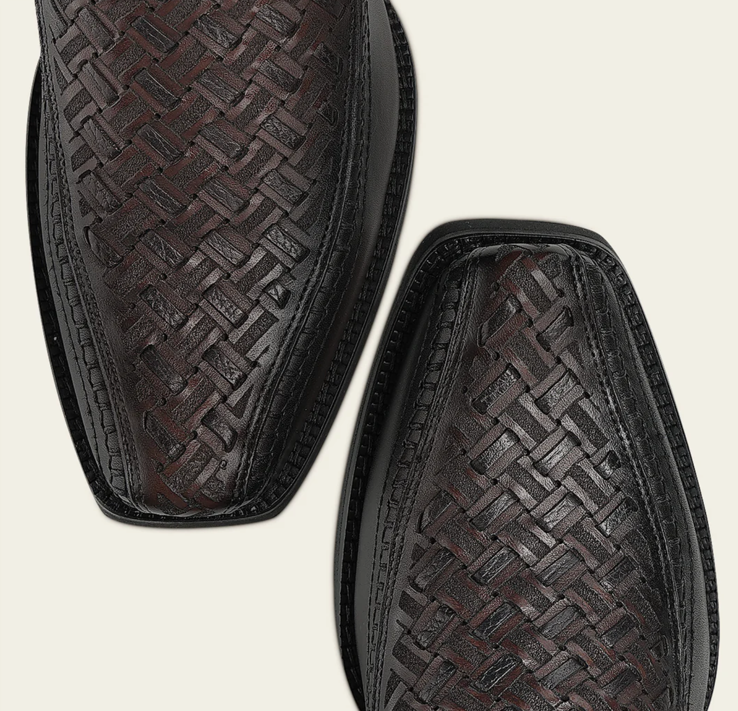 Men's Chocolate Laser & Woven & Zipper Narrow Square Toe Boot