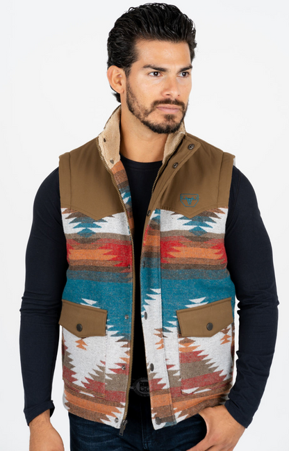 PLATINI CAMEL AZTEC FAUX LINING VEST