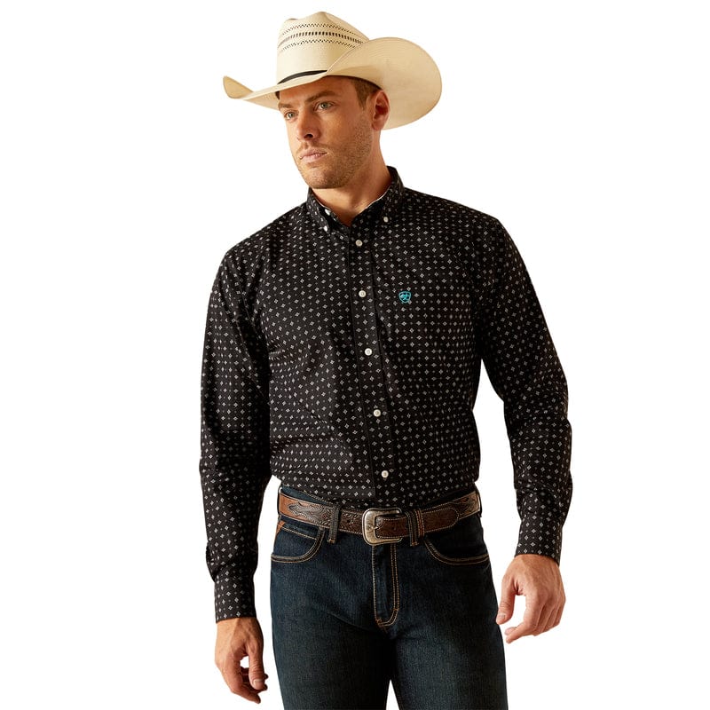 Ariat Men's Wrinkle Free Seth Black Classic Fit Long Sleeve Shirt