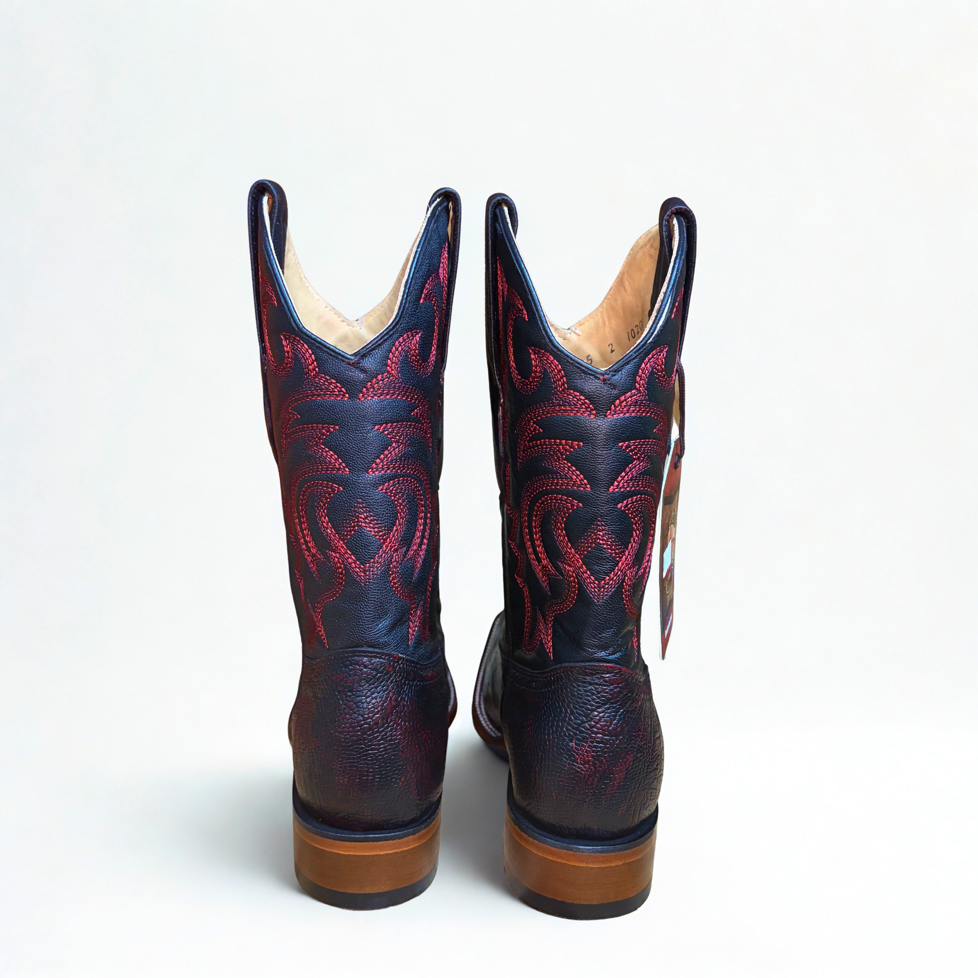 Smooth Ostrich Black Cherry Rodeo Square Toe