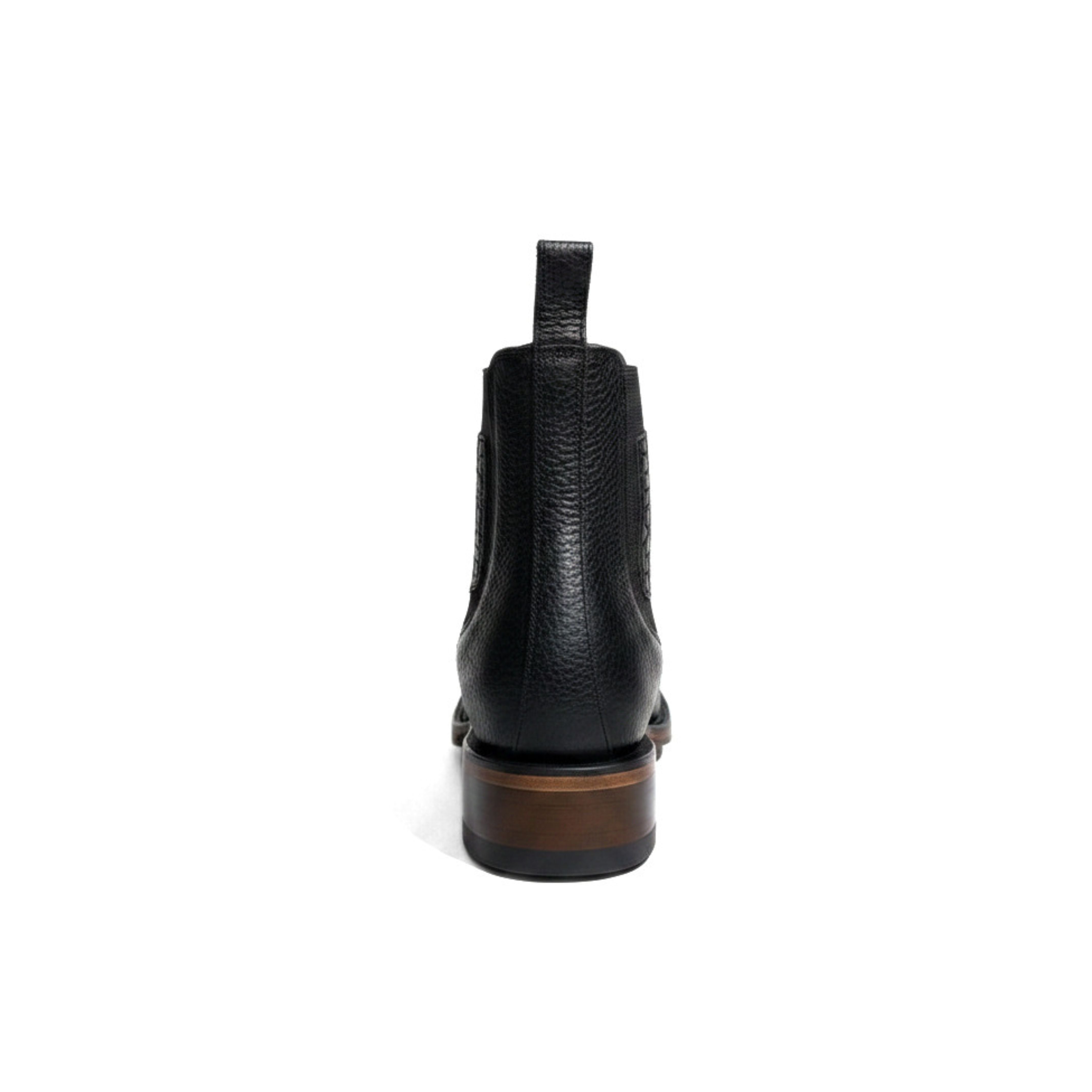 Vestigium Black Caiman Belly Boot back view with pull tabs