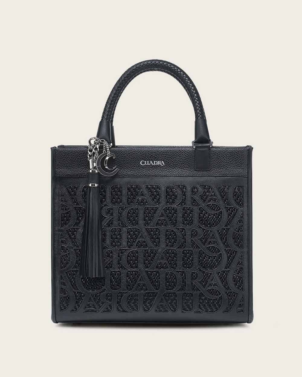Bolso de mano con asa superior y monograma