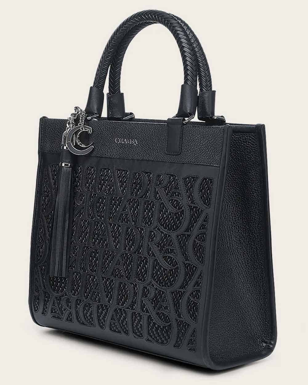 Bolso de mano con asa superior y monograma