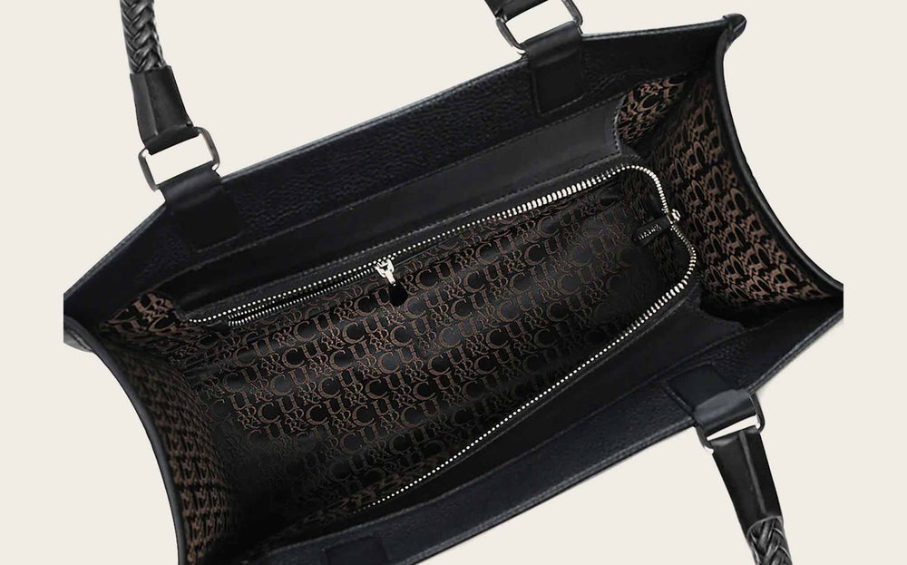Bolso de mano con asa superior y monograma