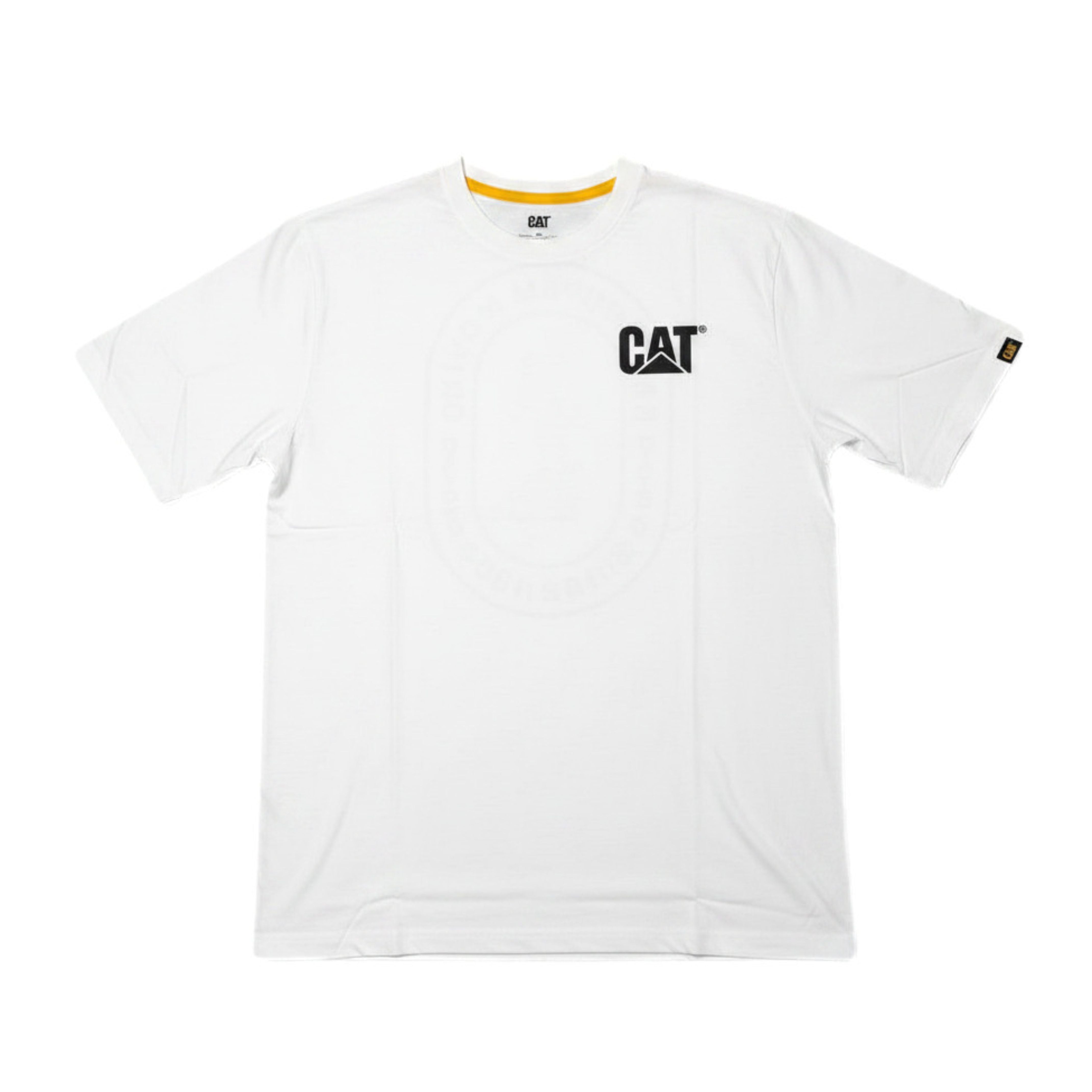 CAT Basic Graphic Wrench Vanilla Tee back view in white with small CAT logo detail