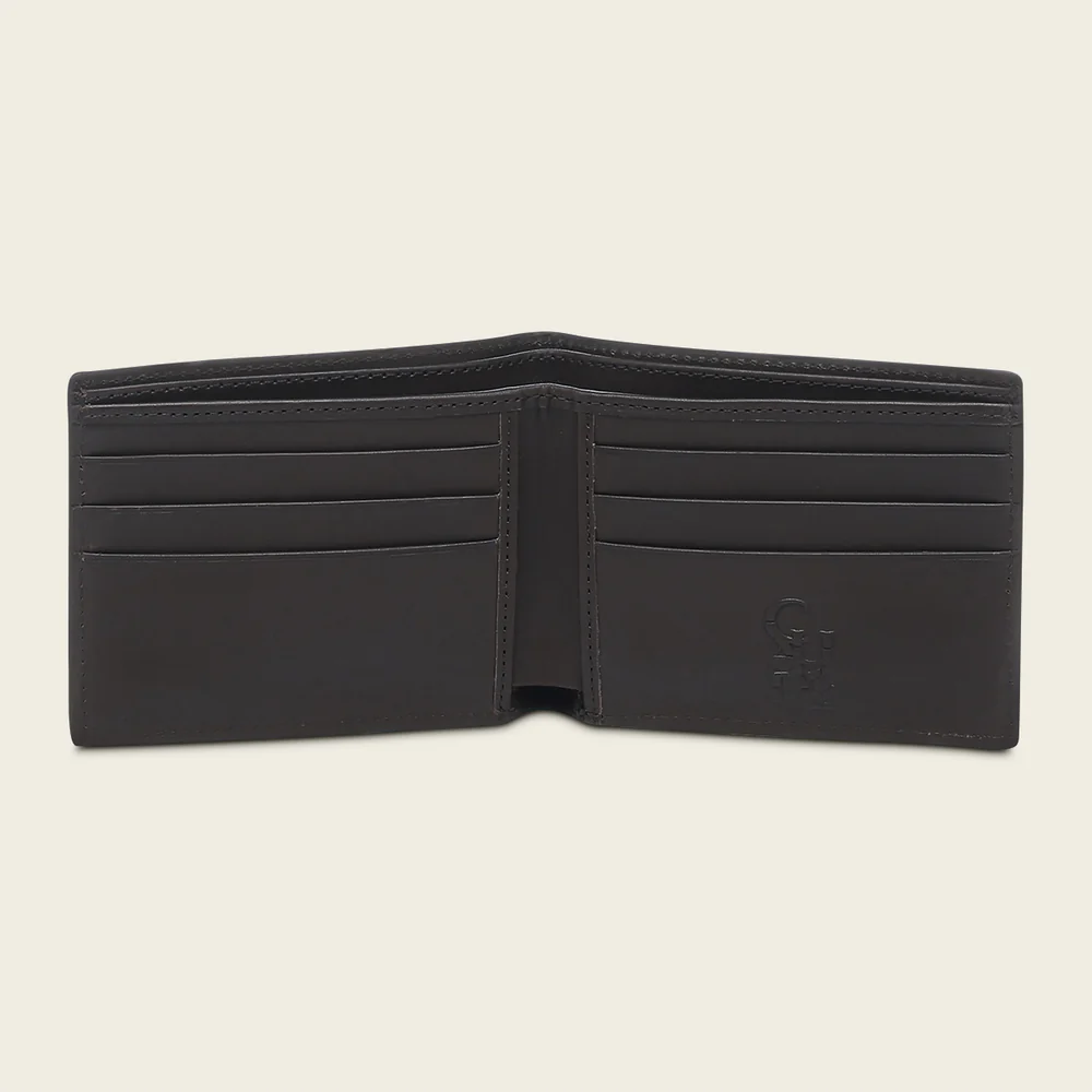 Open view of Cuadra Brown Carunga Wallet showing interior card slots