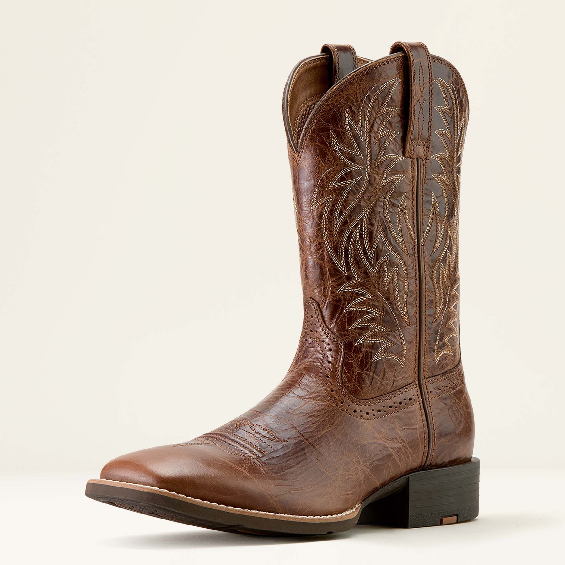 Bota vaquera deportiva de punta cuadrada ancha estilo western