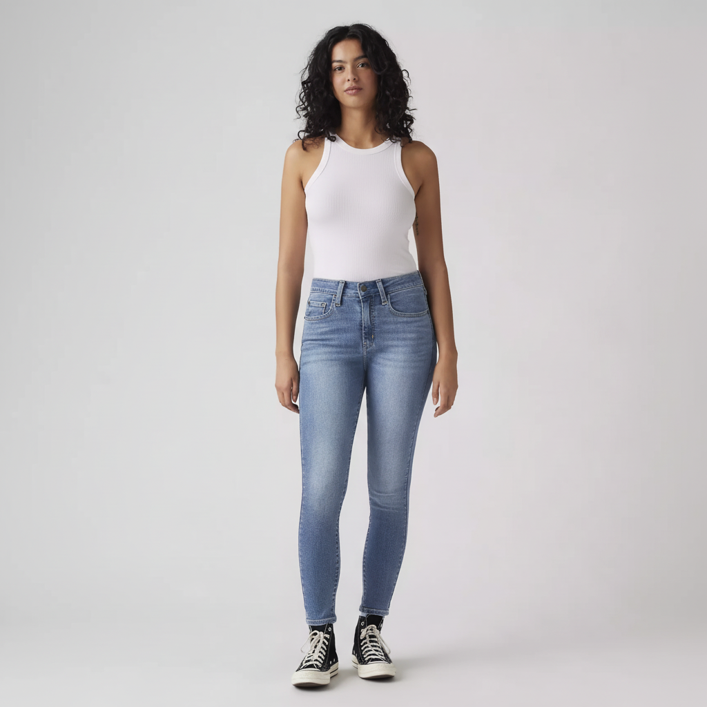 Front view of Levi’s 721 High-Rise Skinny Women’s Jeans in light wash