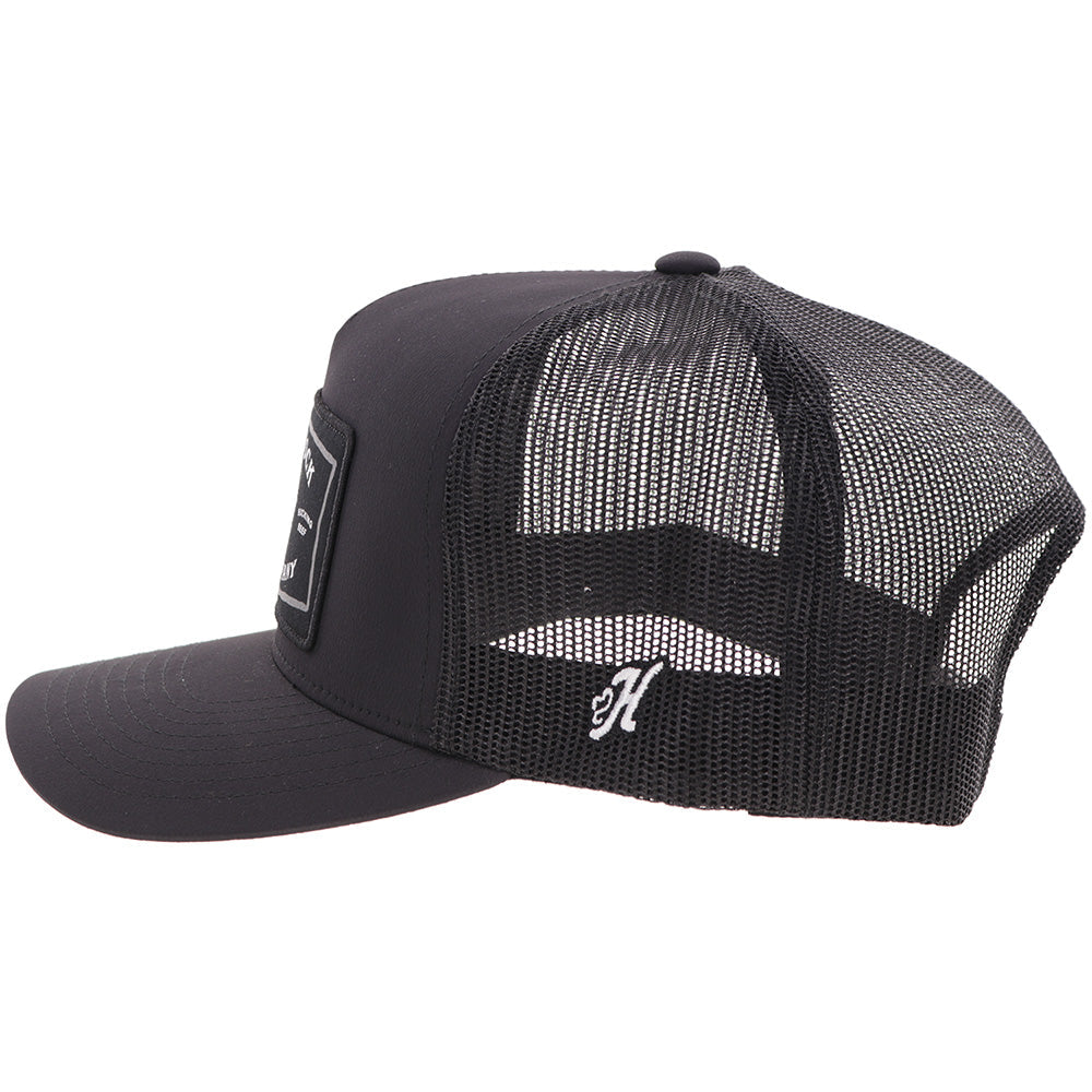 Hooey Rank Stock Black Hat side view with mesh back
