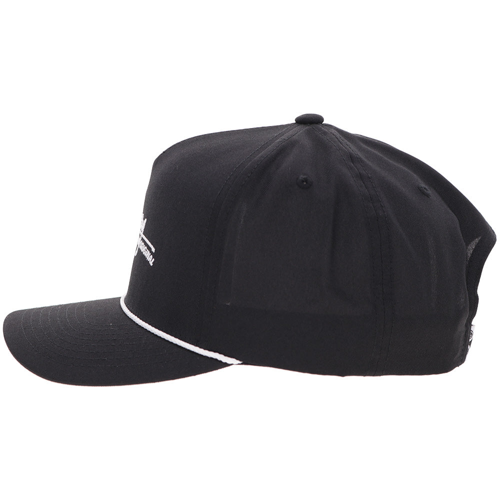 Hooey Mark Out Black White Stitching Hat side view in black