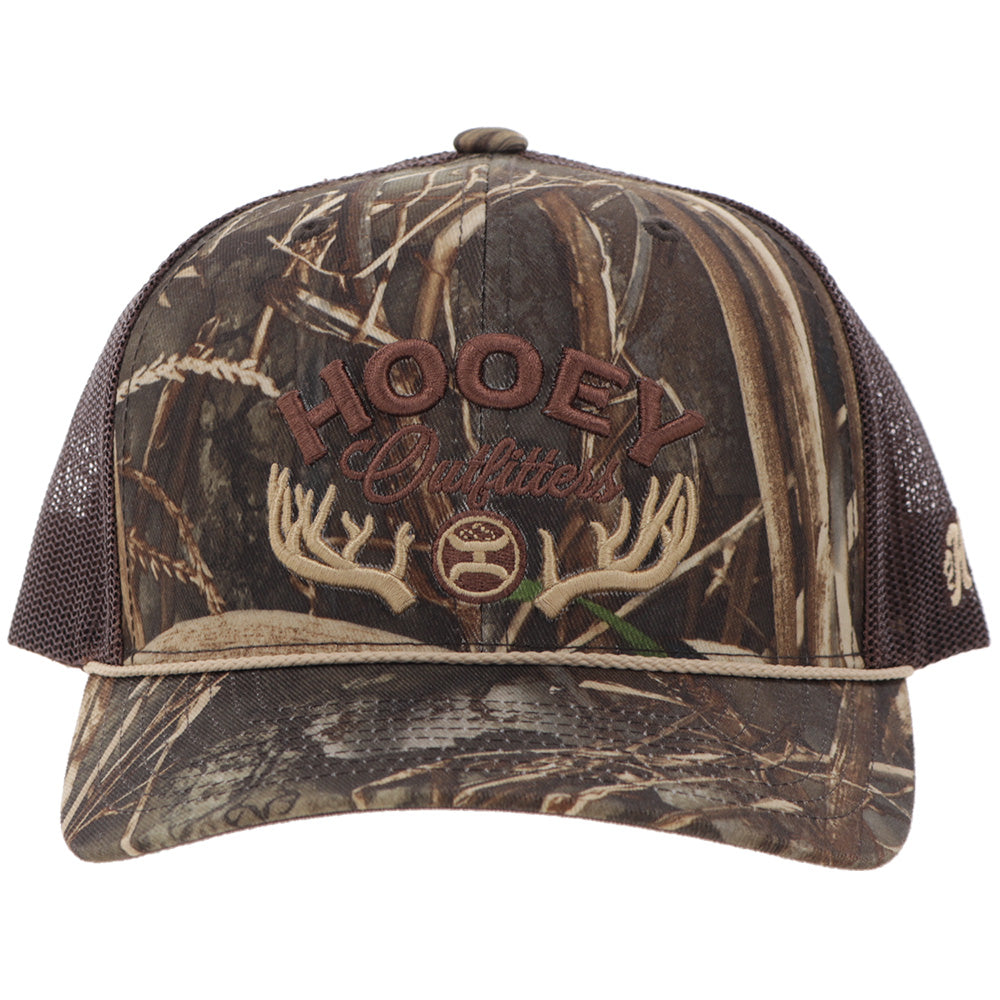 Hooey Outfitters Realtree Camo Brown Hat front view in camo with logo detail
