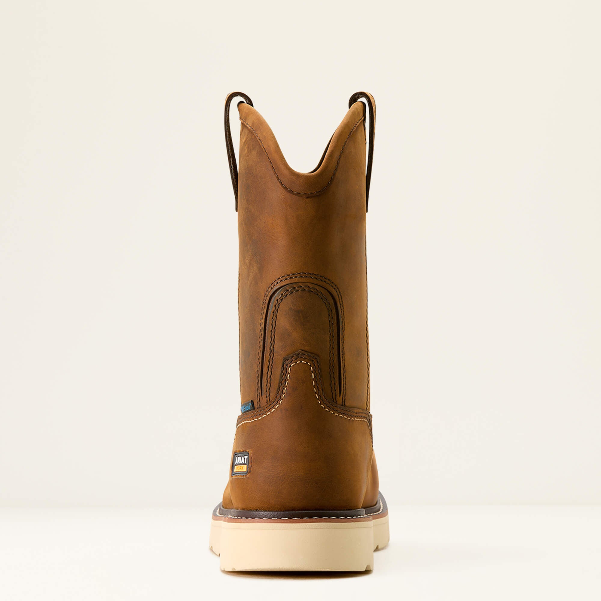 Ariat Rebar Wedge Pull-On Waterproof Composite Toe Work Boot back view with pull holes