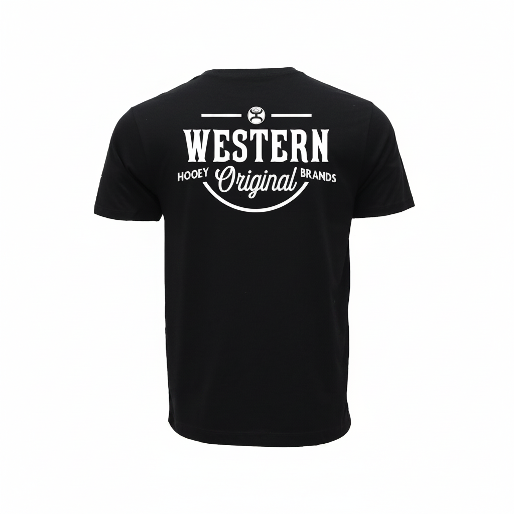 Hooey Western OG T-Shirt back view in black with large Western graphic