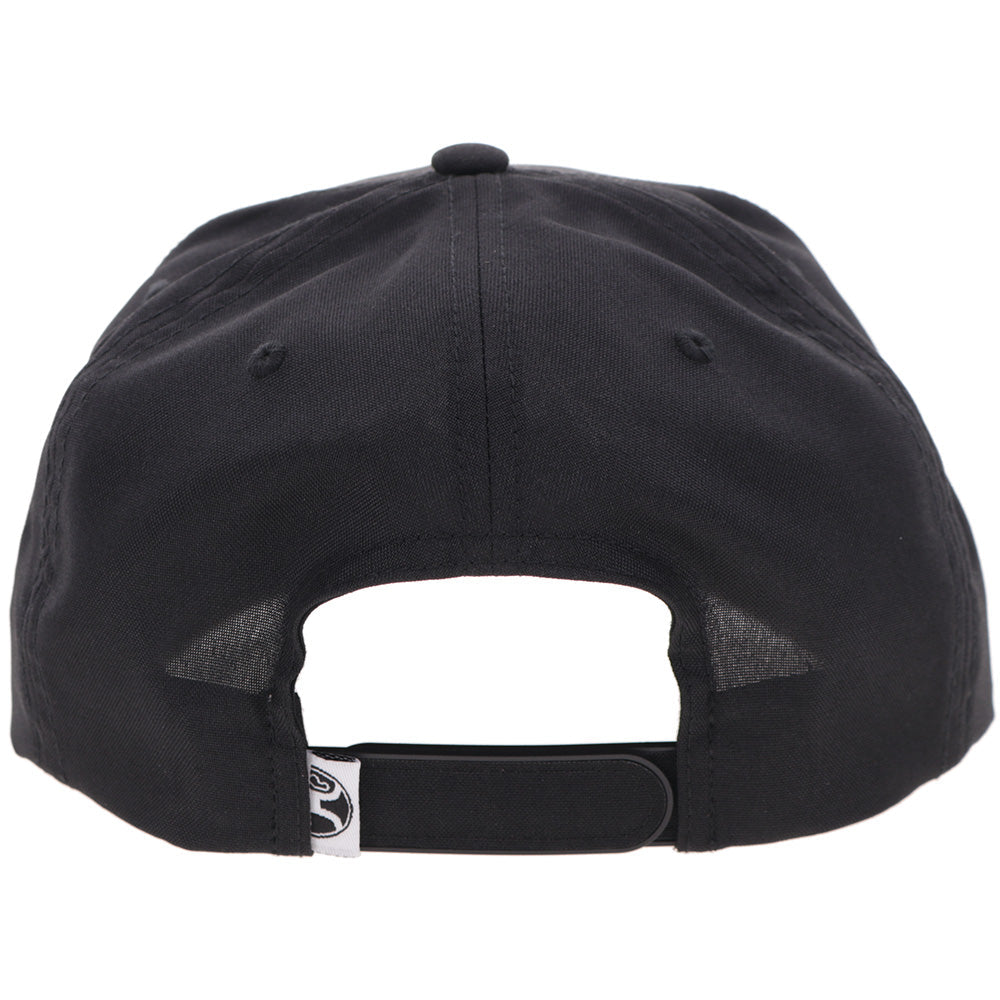 Hooey Mark Out Black White Stitching Hat back view with snapback closure