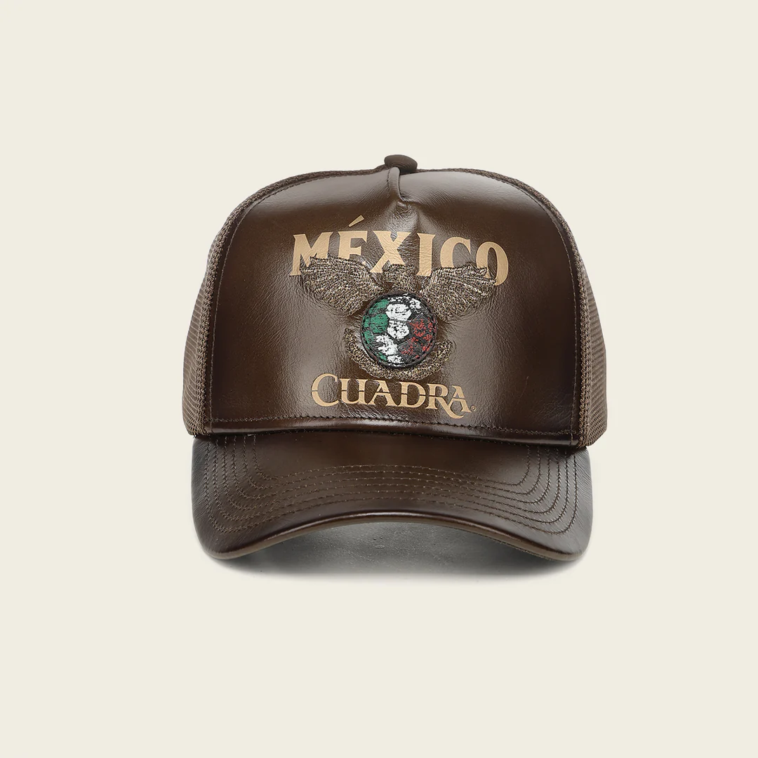 Cuadra Limited Edition Brown 2026 Mexico Trucker Cap front view in brown with embroidered detail