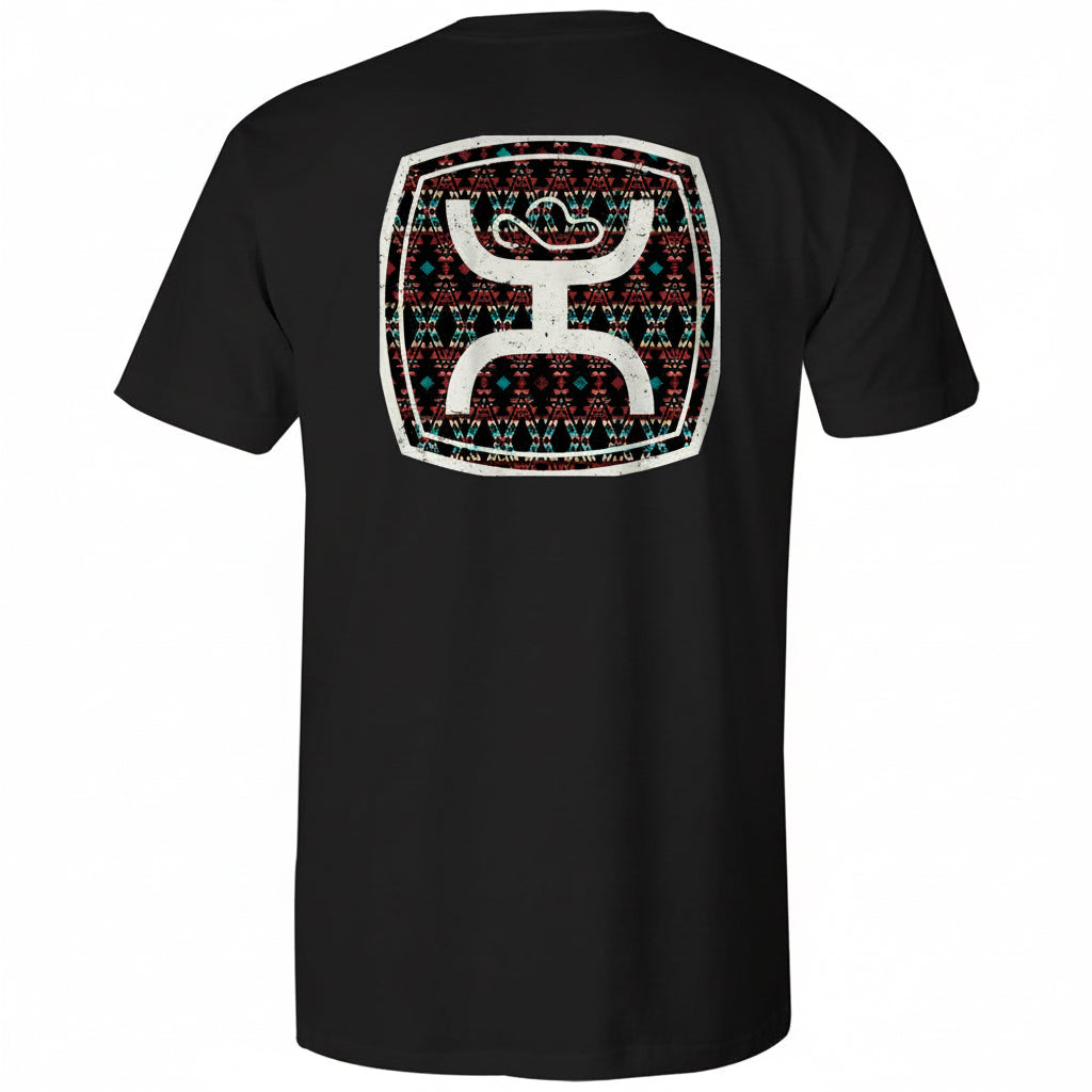 Back view of Hooey Zenith Black Multi Color Aztec T-Shirt in black