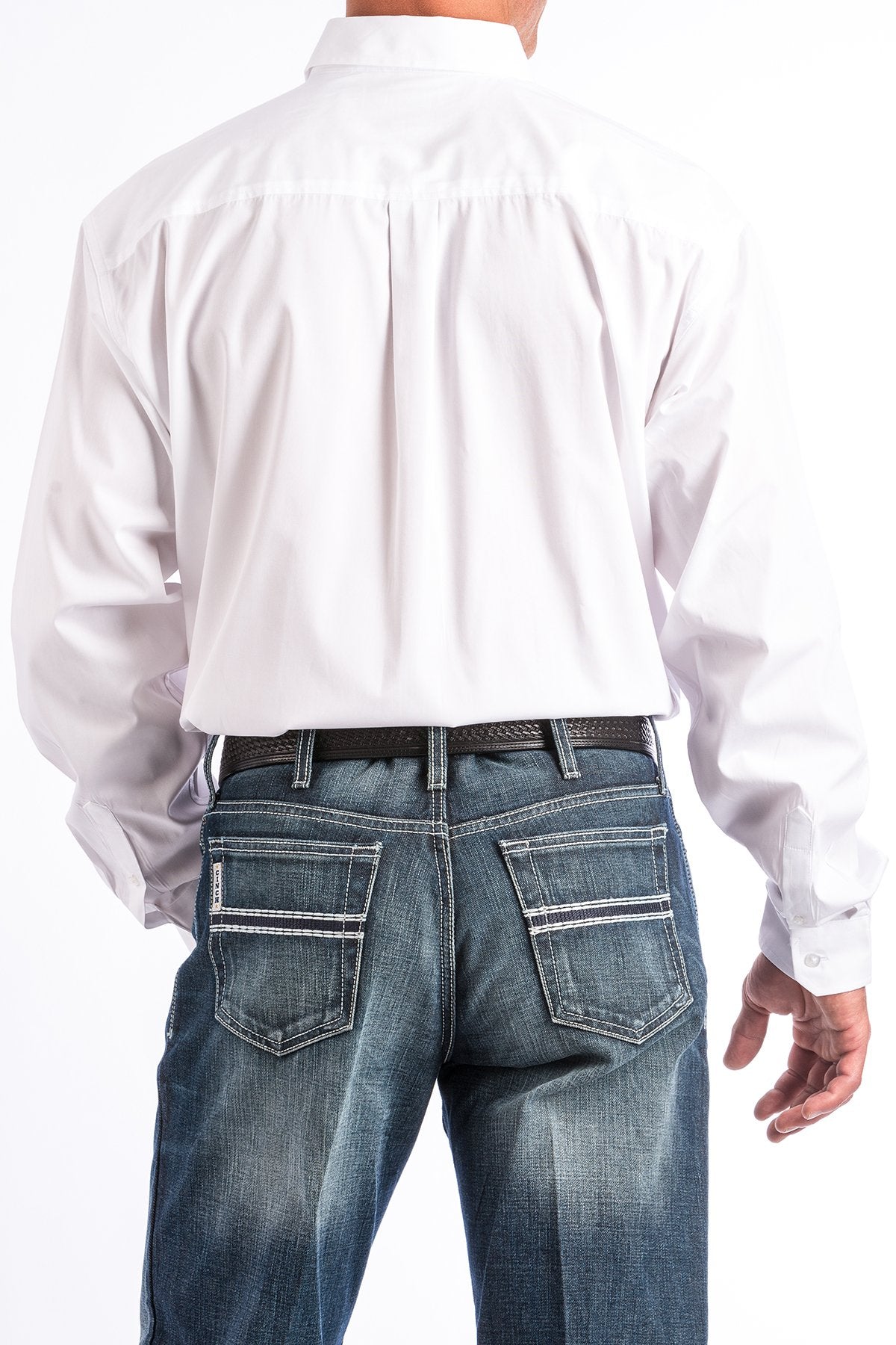 Solid White Button-Down Western Shirt