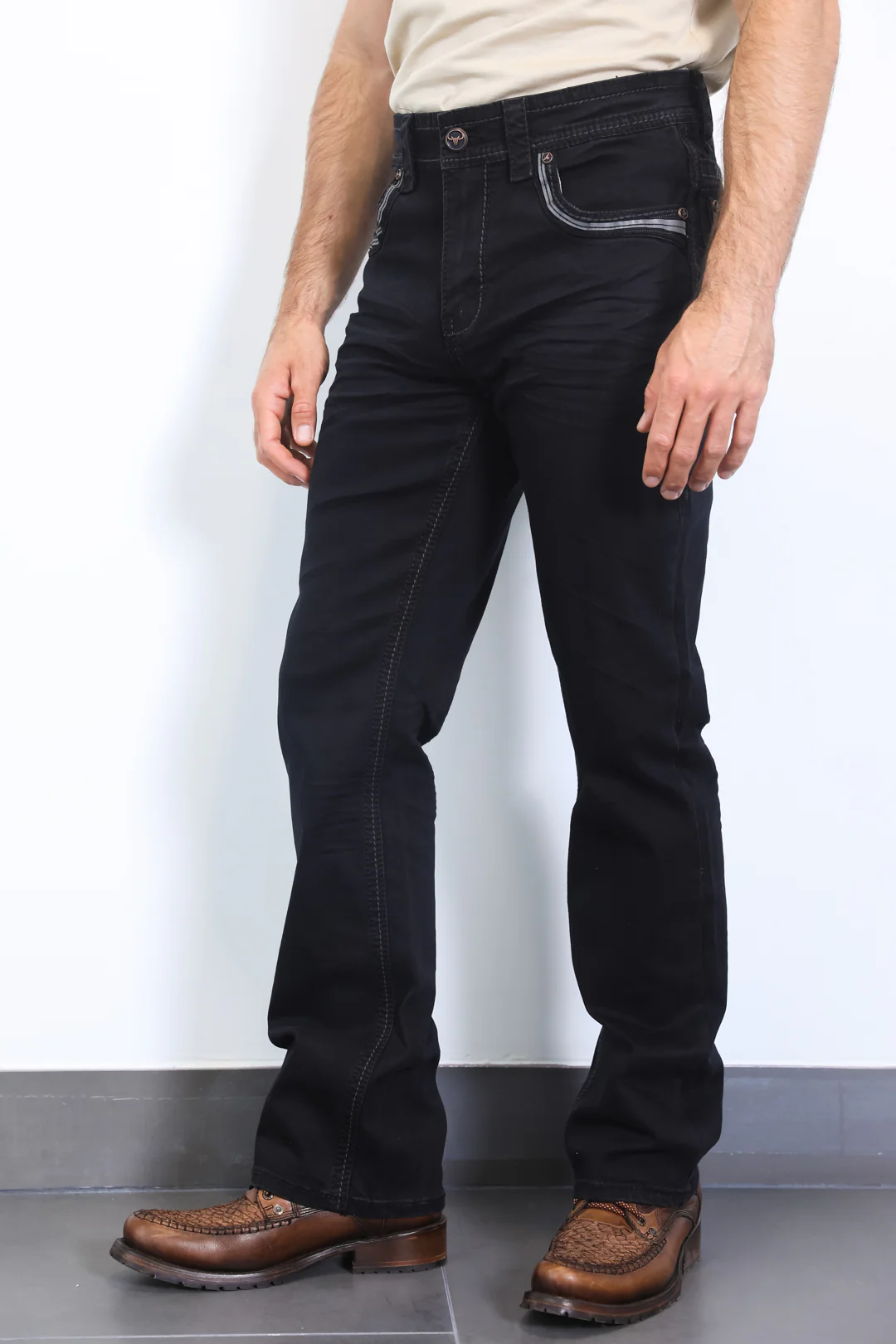 Holt Men's Black Slim Boot Cut Jeans