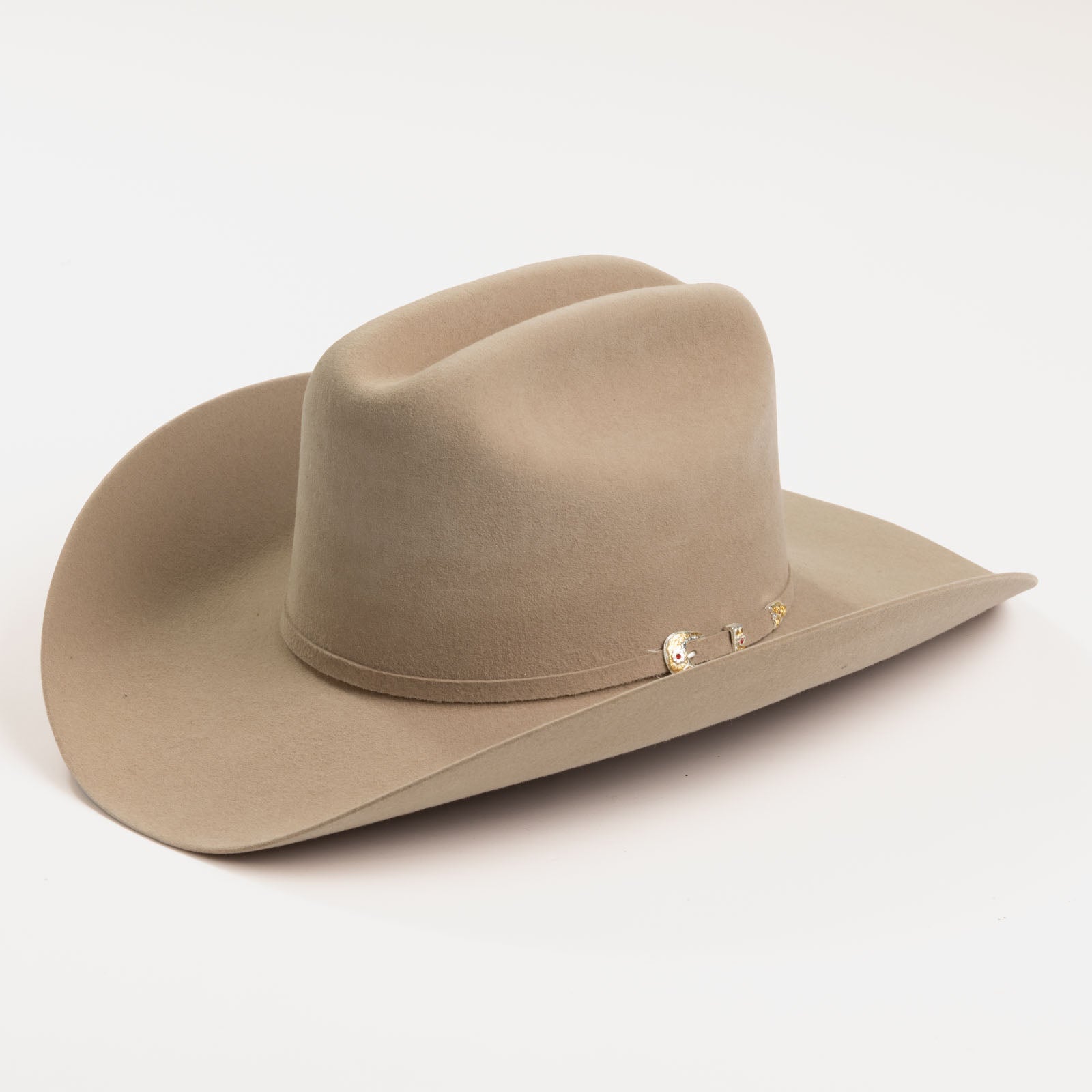 Larry Mahan 6X Real Fawn Fur Felt Western Hat front angled view in fawn felt