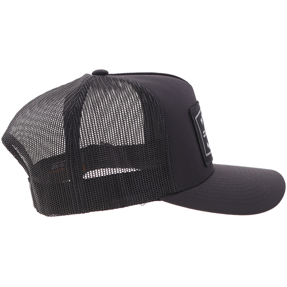 Hooey Rank Stock Black Hat side view with mesh back