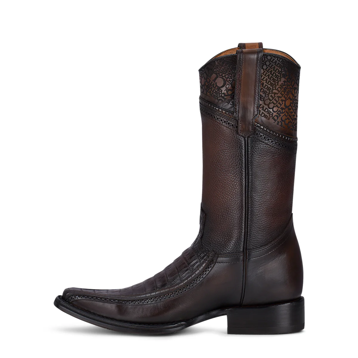 Genuine Caiman Belly Leather Narrow Square Toe Boot