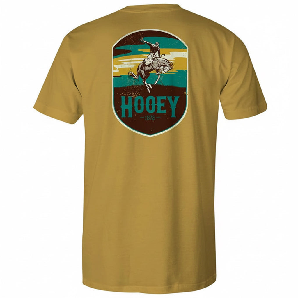 Hooey Cheyenne Mustard Pocket T-Shirt back view in mustard with large circular graphic